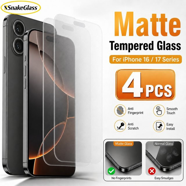 4er-Set Mattes Panzerglas für Apple iPhone als Displayschutzfolie mit Anti-Fingerabdruck-Funktion und glatter Oberfläche in Transparent - Bild 1