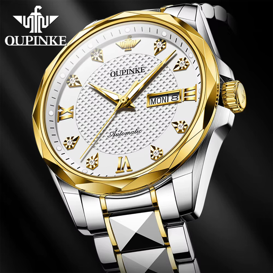 OUPINKE Armbanduhr Automatik, Edelstahl, Gold, Herren - Bild 3