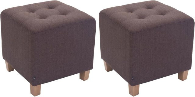 DELUKE 2er Set Sitzhocker CELIS Polsterhocker aus Stoff in Braun, B/T/H: 45 x 45 x 46 cm - Bild 1