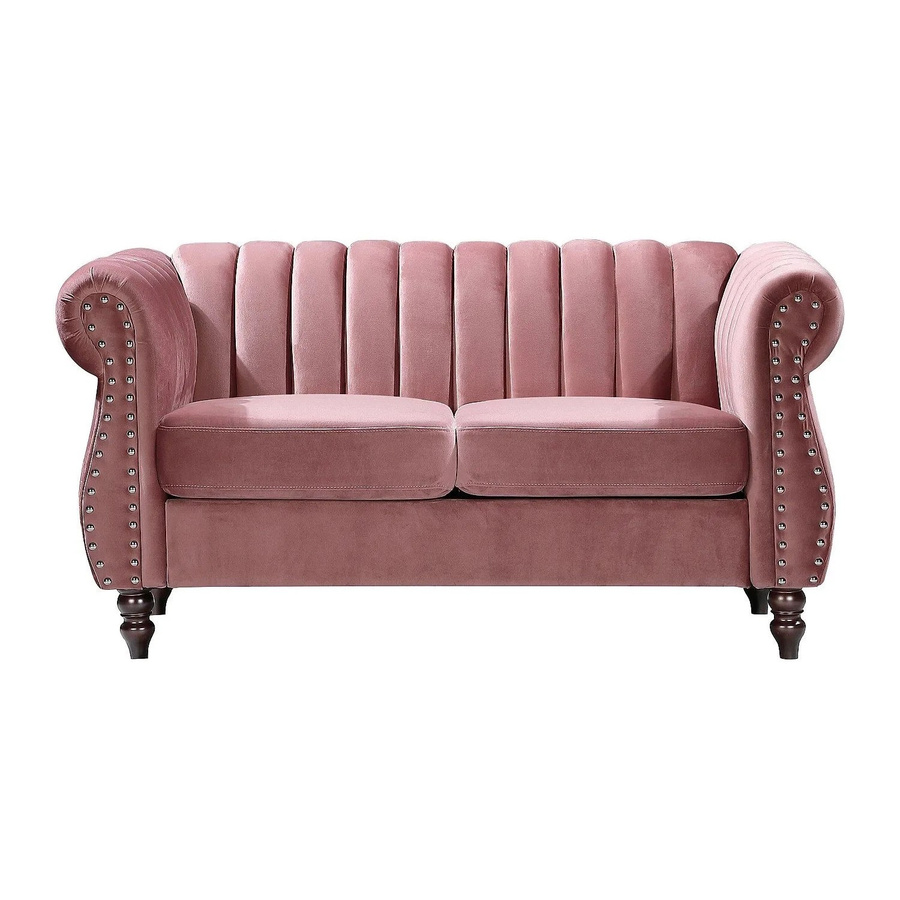 Vente-unique Sofa Trumbo Chesterfield in Puderrosa mit Samtbezug, Breite: 150 cm - Bild 2