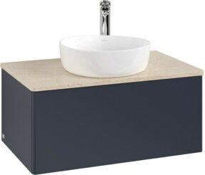 V&B Waschtischunterschrank Antao ohne Frontstruktur in Mattblau lackiert, B/T/H: 80 x 36 x 50 cm - Bild 1