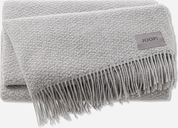 JOOP! Plaid FINE-WOVEN in Silber mit Fransen aus Wolle und Kaschmir - Bild 1