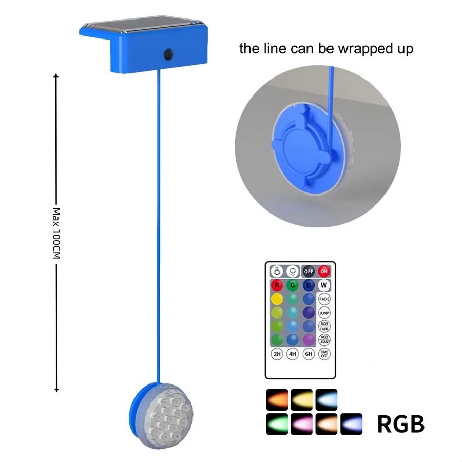 VENUSWING Solar Pool LED Licht mit Fernbedienung und Timer, RGB Farbe, IP68 Wasserdicht für Schwimmbad, Fischteich und Brunnen - Bild 5