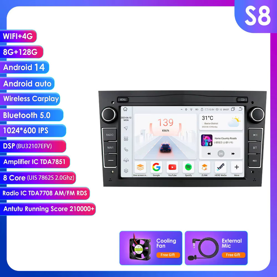 Hizpo 7-Zoll Kabelloses CarPlay und Android Auto Autoradio für Opel und Vauxhall in Schwarz mit Bluetooth und Wi-Fi - Bild 6