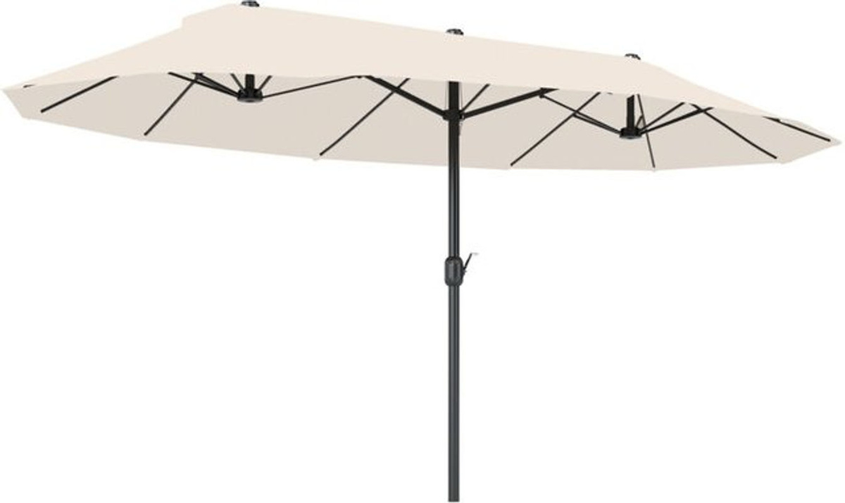 Outsunny Doppelsonnenschirm als Marktschirm und Terrassenschirm mit Handkurbel, Beige, B/T/H: 455 x 270 x 240 cm - Bild 2