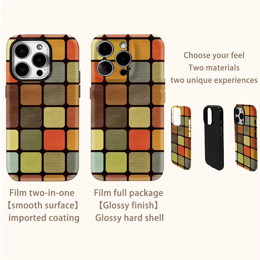 Potdemiel iPhone Hülle mit Farbblock-Mosaik-Retro-Design in Multicolour für iPhone 17 Pro Max bis iPhone 11 mit doppelschichtiger Rückseite - Bild 3