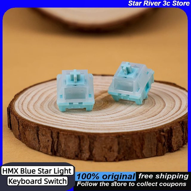 HMX Blue Star Light Tastaturschalter – Geräuschlose taktile Schalter mit POM-Welle und PC-Oberabdeckung für Tastaturen und Mäuse in Blau - Bild 1