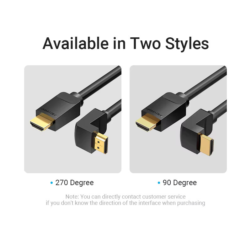 Vention HDMI 2.0 Kabel mit 90 Grad Winkeladapter für 4K Video und Audio in Schwarz - Bild 3