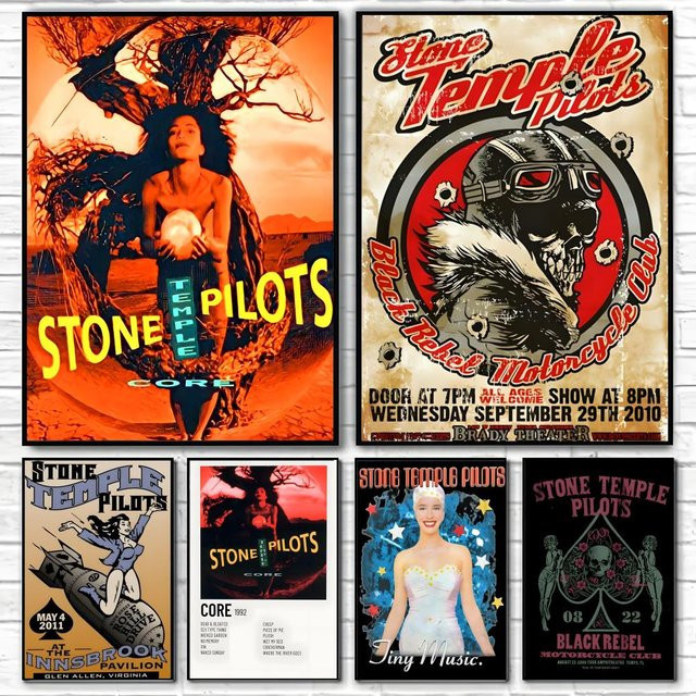 S-Stone Temple Pilots Poster Klassischer Wandkunstdruck in Weiß, Breite: 15,0 cm, Höhe: 20,0 cm - Bild 1