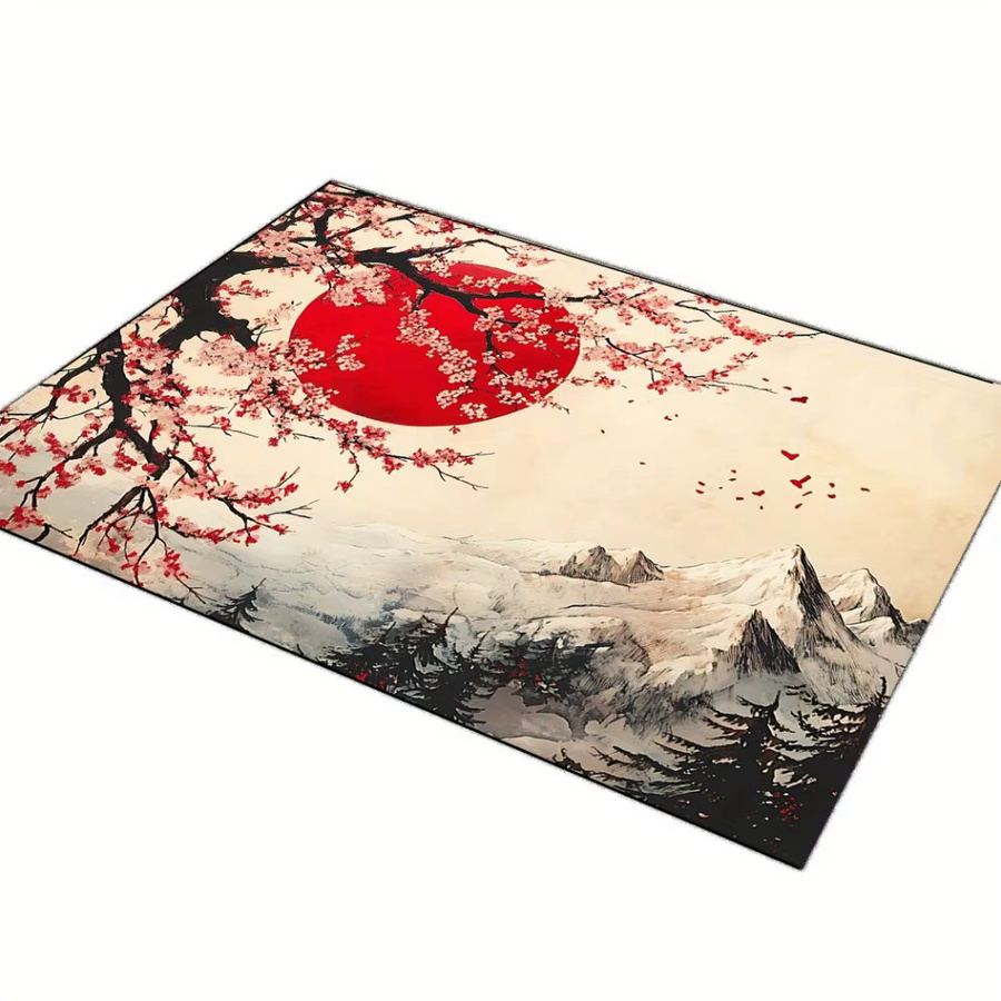 VIKAMA Fußmatte mit japanischem Sonnenuntergang und Kirschblüten für Innen und Außen - Bild 2