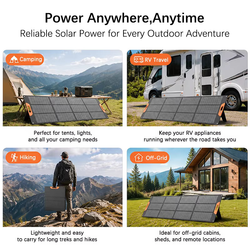 CHUBAN 2 Stück Tragbare Solarpanels 200W Faltbares Monokristallines Solarladegerät IP68 Wasserdicht Schwarz für Camping und Wohnmobil - Bild 6