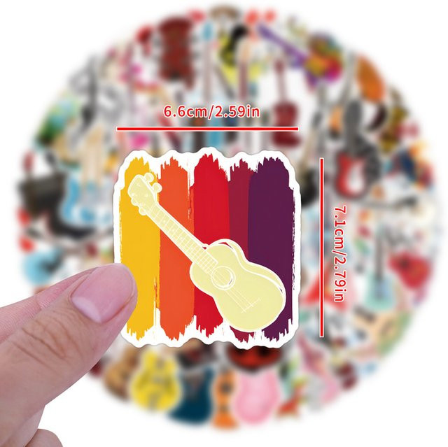 GOGOTU Gitarren-Graffiti-Aufkleber, Cartoon Musikinstrument-Sticker, 55/110 Stück - Bild 1