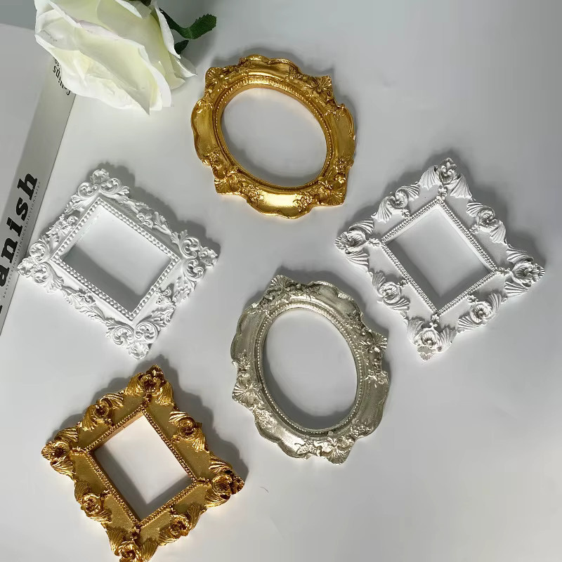 KEANG Mini Gold Fotorahmen im Retro-Stil aus Metall, oval und klassisch für Foto-Requisiten und Schmuck-Präsentationen - Bild 1