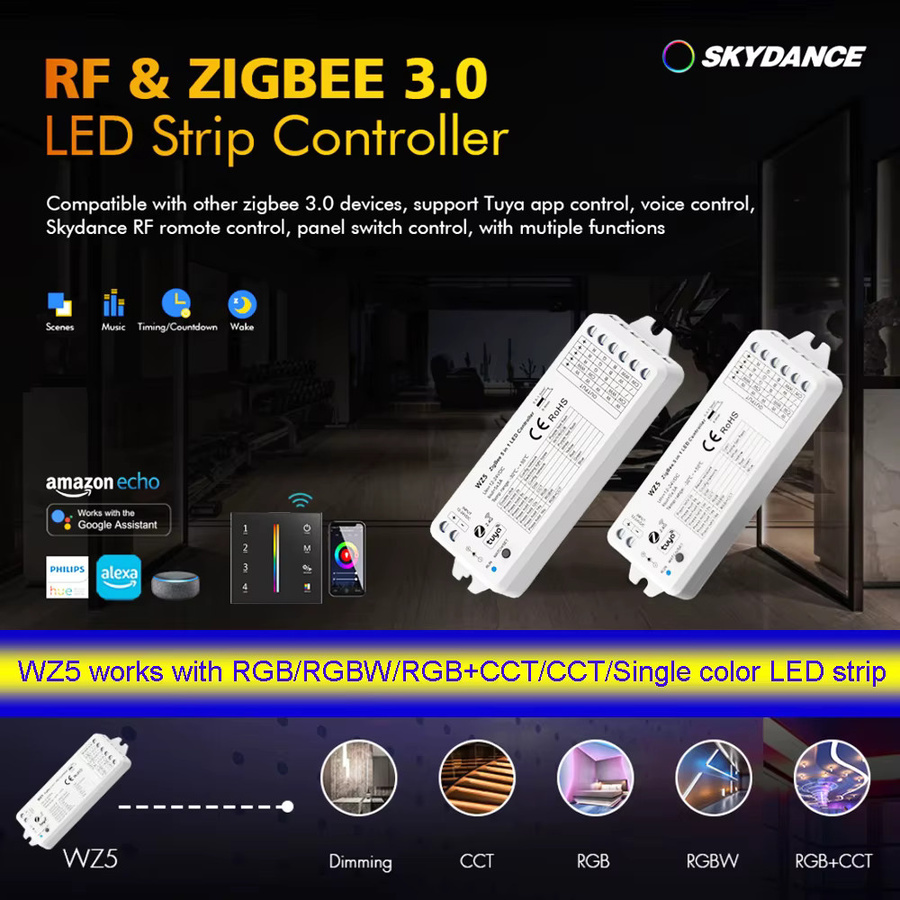 CENFAYA ZigBee 5 in 1 LED Controller mit RF Touch Panel, Smart Dimmer Kit für LED Streifen mit App- und Sprachsteuerung, DC 12V 24V, RGB Unterstützung - Bild 2