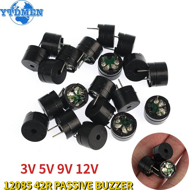 YTDMEN Passives Mini-Piezo-Summer-Kit 12085 in Schwarz für Arduino, 42R Widerstand, B/H: 12 x 8,5 mm - Bild 1
