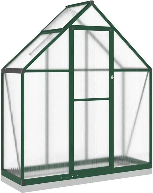 vidaXL Gewächshaus mit Fundamentrahmen in Grün aus Aluminium und Polycarbonat, B/T/H: 169 x 58 x 202 cm - Bild 1