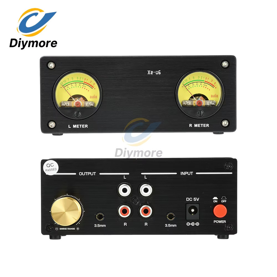diymore VU Signalpegelmesser Audio VU Meter in Schwarz mit unabhängiger linker und rechter Kanalanzeige zur Echtzeit-Pegelüberwachung und einstellbarem Potentiometer - Bild 2