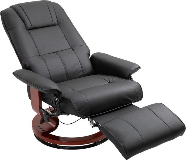 HOMCOM Relaxsessel aus Kunstleder in Schwarz mit Fußstütze, 360 Grad drehbar und 145 Grad neigbar, B/T/H: 78 x 87 x 100 cm - Bild 4