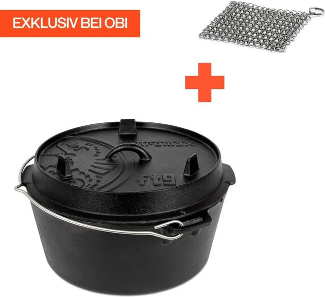 Petromax Dutch Oven Set FT9-Scrub aus Gusseisen in Schwarz mit Standfüßen, Ø 23,9 cm, 7,5 l - Bild 1