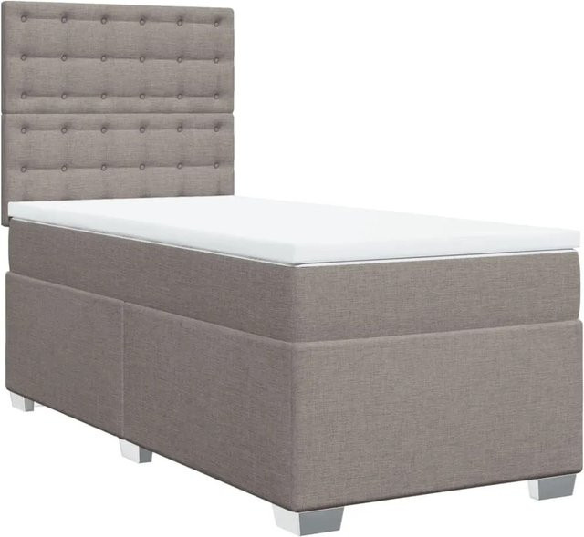 vidaXL Boxspringbett Hybrid mit Matratze und Taschenfederkern in Taupe, B/T: 90 x 200 cm - Bild 1