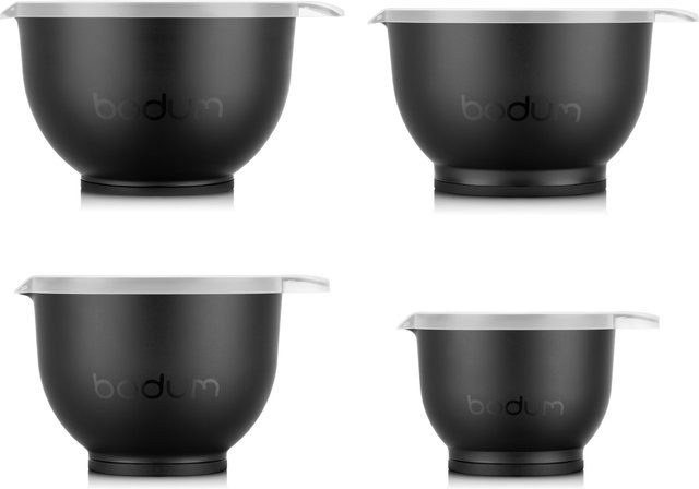 BODUM Bistro Rührschüssel-Set aus Glas, doppelwandig, schwarz, 3er-Set mit Volumina von 0,6 l, 3,0 l und 6,5 l - Bild 1