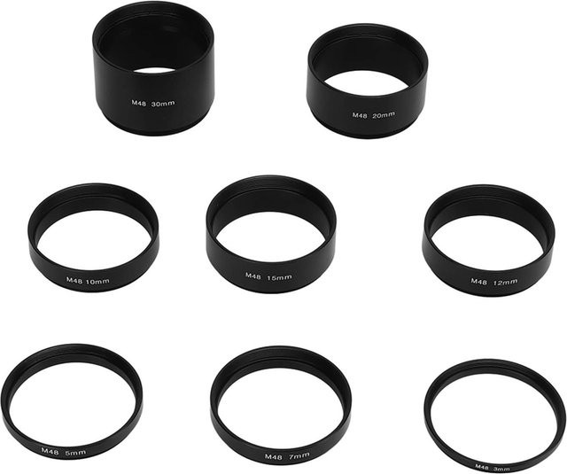 Andoer Brennweite Extension Tube Kit 8 Stück M48X0.75 Verlängerungsringe Schwarz - Bild 1