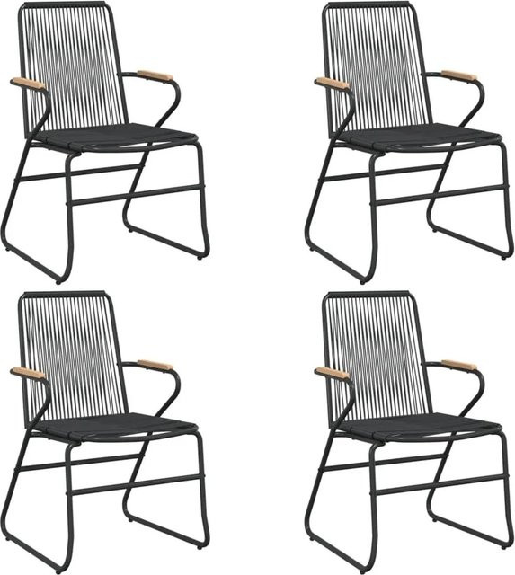 Furnicato Gartenstühle 4er Set Schwarz aus PVC-Rattan mit Armlehnen B/T/H: 59 x 59 x 85,5 cm - Bild 1