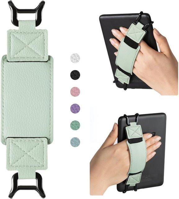 Hochelastische Handschlaufe aus PU-Leder in Blau für E-Book-Reader und Tablets von 6 bis 8 Zoll - Bild 1