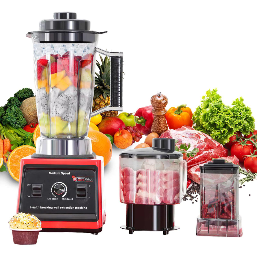 DWiusty 3-in-1 Elektrischer Mixer 9500W Hochleistungs-Großküchenmaschine für Eis, Smoothies und Säfte in Rot mit 3L, 1,5L und 0,5L Behältern - Bild 4
