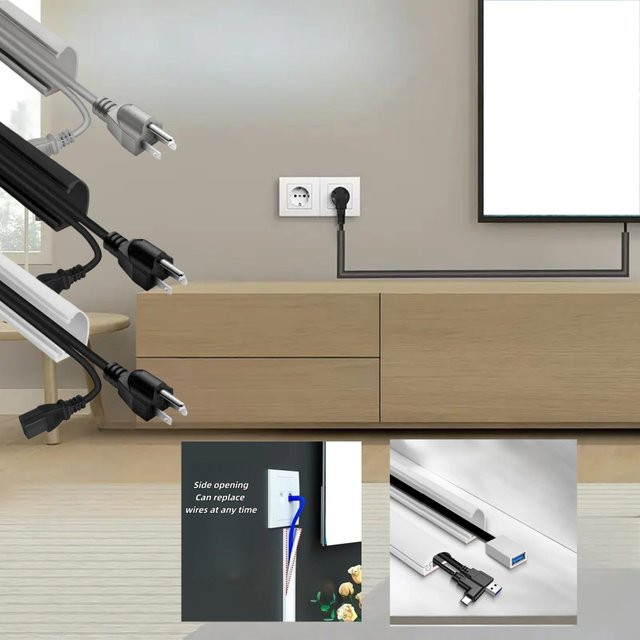 Flexibler selbstklebender Kabel-Concealer für wandmontierte Fernseher, 2 m x 1,5 cm, in Schwarz oder Weiß - Bild 1