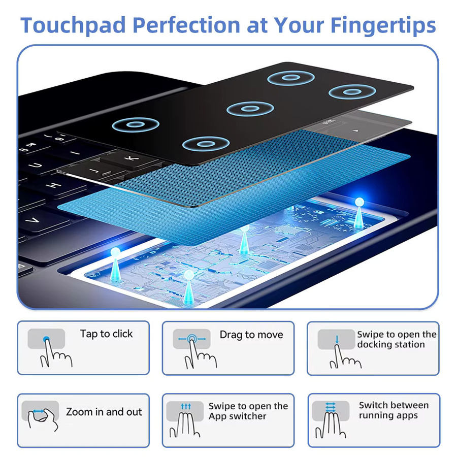 EMTRA Magic Wireless Tastatur mit Touchpad und magnetischer Hülle für iPad 11. und 10. Generation in Schwarz - Bild 5