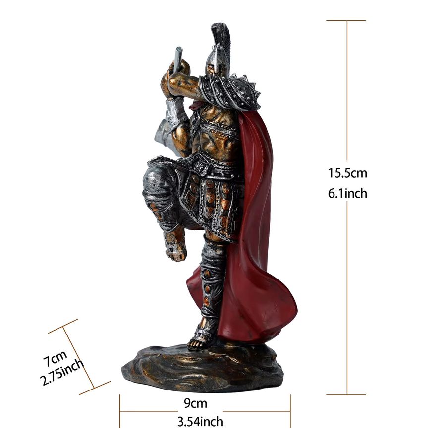 misvial Spartan Miniatur-Krieger aus Harz mit Schwert und Axt als Tischstatue und Raumdekoration - Bild 2