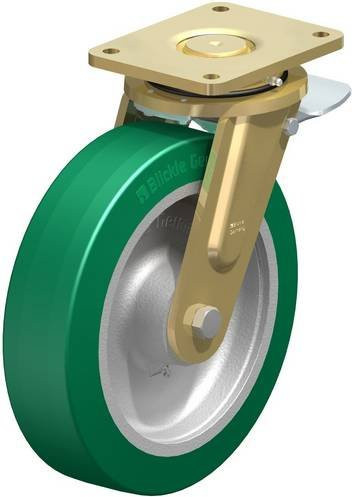 Blickle Lenkrolle LS-GST 302K-ST mit Feststeller in Grün und Silber, Rad-Durchmesser: 30 cm, Tragfähigkeit: 1800 kg - Bild 1