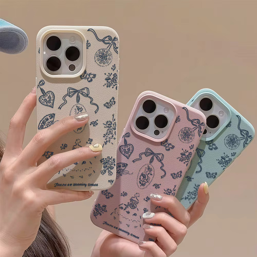 Blumen-Bogen-Knoten Handyhülle aus Leder und Silikon für Apple iPhone, Farbe: Grün - Bild 3