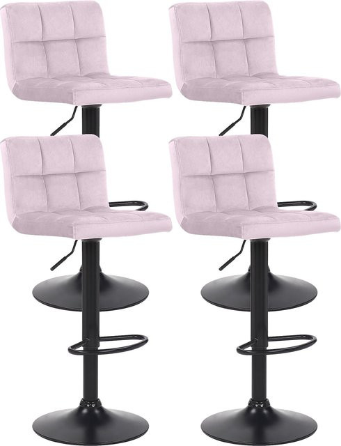 CLP 4er Set Barhocker Feni aus Samt mit Metallgestell, höhenverstellbar und modern, belastbar bis 150 kg - Bild 1