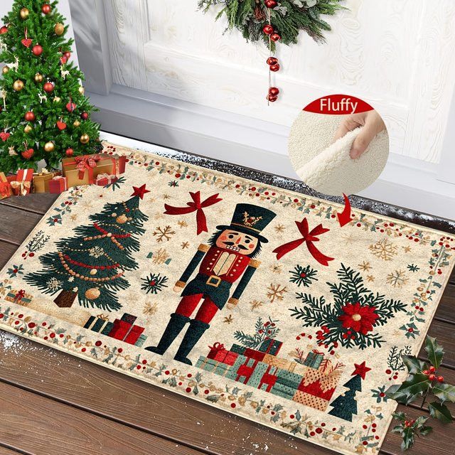 VIKAMA Weihnachts-Nussknacker Druckteppich als rutschfeste und saugfähige Fußmatte für Badezimmer und Schlafzimmer - Bild 1