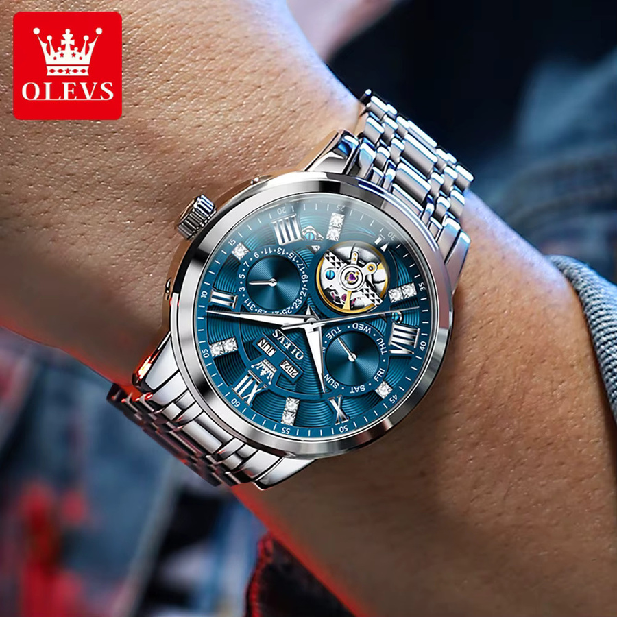 OLEVS Armbanduhr, Automatik, Edelstahl, Weiß, Herren - Bild 2