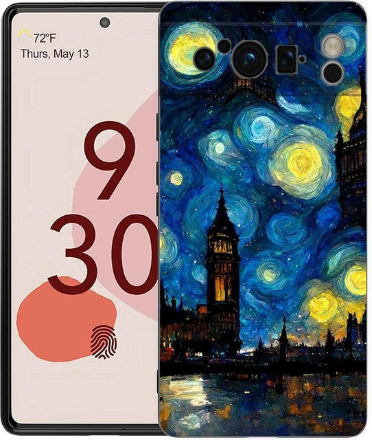Stoßfeste Silikon TPU Handyhülle im Van Gogh Sternennacht Design für Google Pixel 8, 7, 6 Pro, 6a, 5G in Schwarz und Multicolour - Bild 1