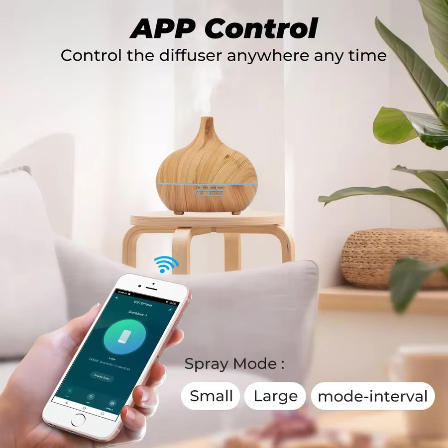 DELIXING Tuya WiFi Luftbefeuchter und Ultraschall Aroma Diffusor mit 400 ml Fassungsvermögen, Smart Home kompatibel mit Alexa und Google, Rostrot - Bild 3