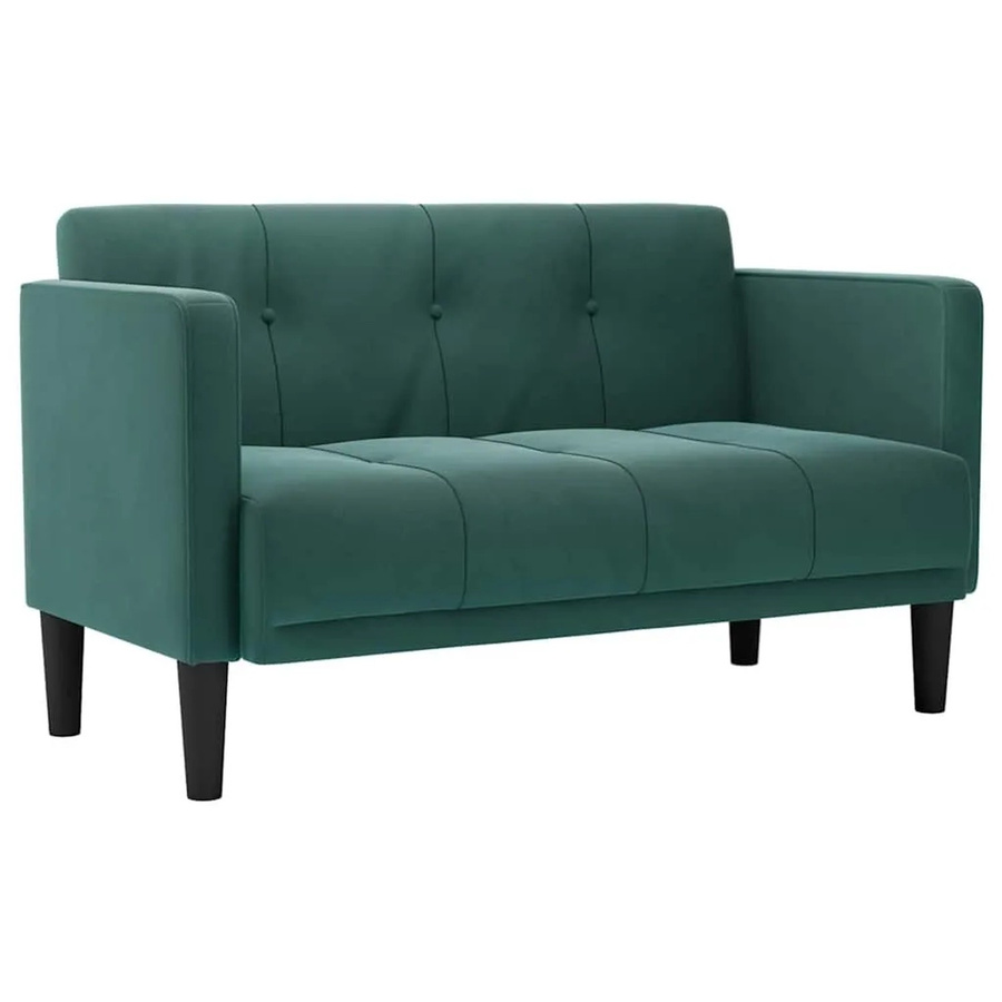 vidaXL Zweisitzer-Sofa in Dunkelgrün aus Samt mit modernem Design, B/T/H: 124 x 74,5 x 67 cm - Bild 2
