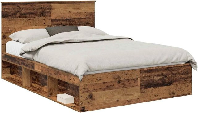 vidaXL Bettrahmen aus massivem Kiefernholz in Braun, B/T/H: 140 x 190 x 143 cm - Bild 1