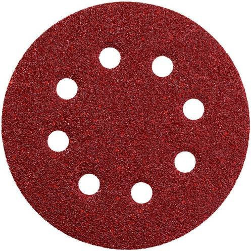 Metabo Haftschleifblätter für Holz und Metall, 5 Stück, Durchmesser: 125 mm, Körnung: P240, Farbe: Rot - Bild 1