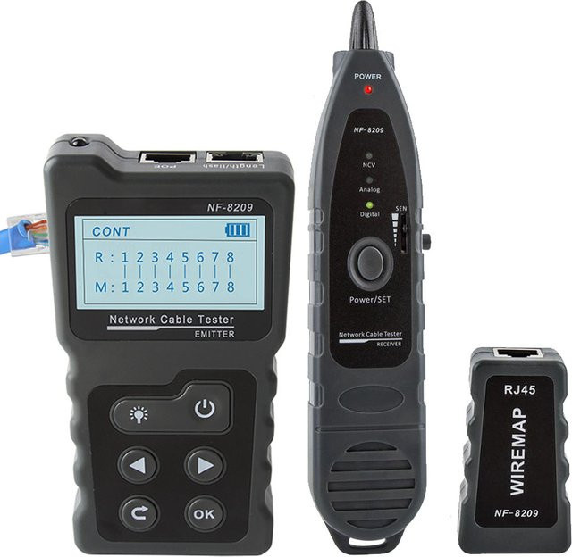 NOYAFA NF-8209 RJ45 Netzwerk-Kabeltester und POE Wiremap Tester in Schwarz - Bild 1