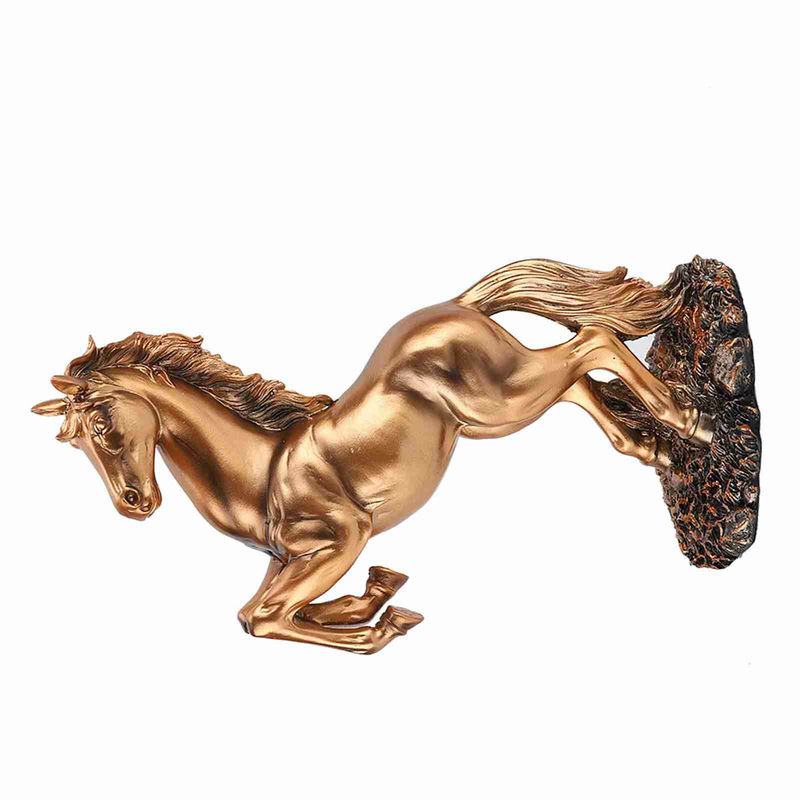 Tooarts Pferdeskulptur im europäischen Stil als klassische Dekoration aus Kunstharz und Metall in Gold und Weiß - Bild 5