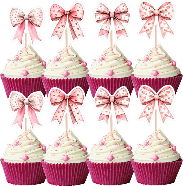 20er Set Cupcake Topper in Herzform aus Papier, Rosa, ideal für Hochzeit, Geburtstag, Valentinstag und Partys - Bild 1