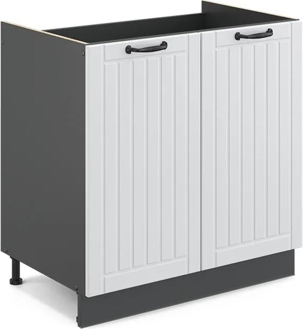 Vicco Spülenunterschrank Fame-Line Landhausstil Weiß Anthrazit Breite: 80 cm, Höhe: 82 cm, Tiefe: 51,6 cm - Bild 2