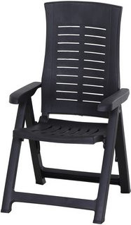 PROGARDEN Klappsessel Silver in Grau mit Holzstruktur, wetterfest und UV-beständig, B/T/H: 59,0 x 67,0 x 110,0 cm - Bild 1