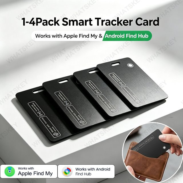 Peocke Kabelloser Bluetooth-GPS-Tracker für Geldbörsen, Wasserdichter Ortungsfinder Kompatibel mit iOS und Google Find My, Schwarz - Bild 1