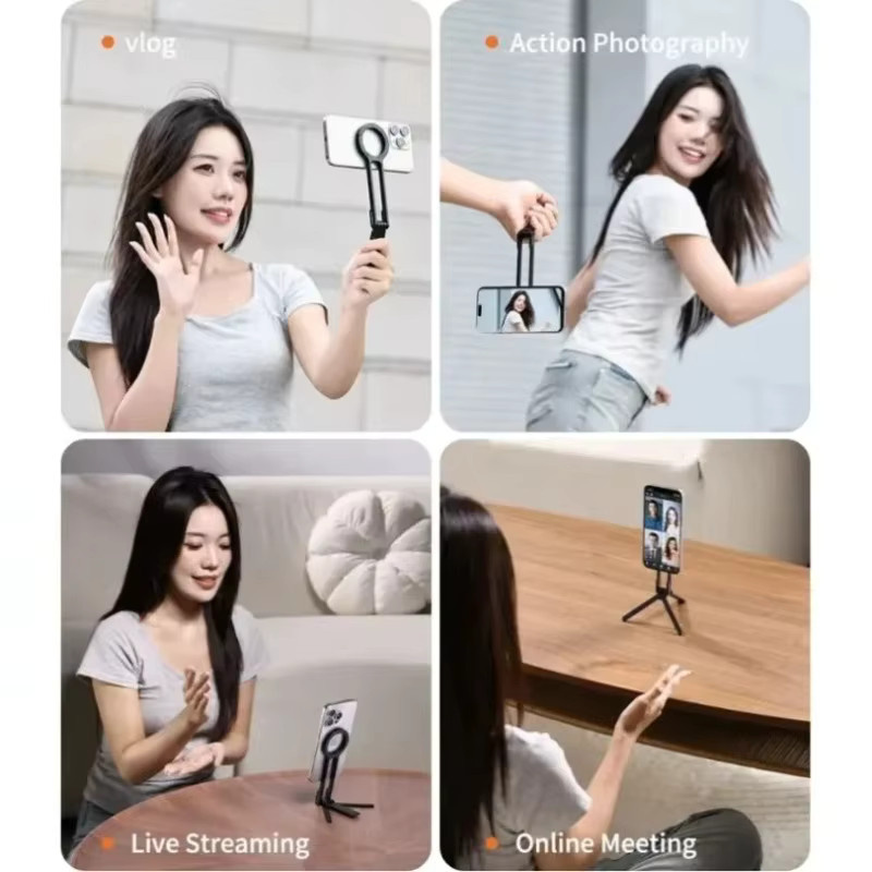 PHONEPACE Magnetischer Faltbarer Handy-Stativhalter für iPhone 12 bis 16 Pro Max, Schwarz - Bild 3