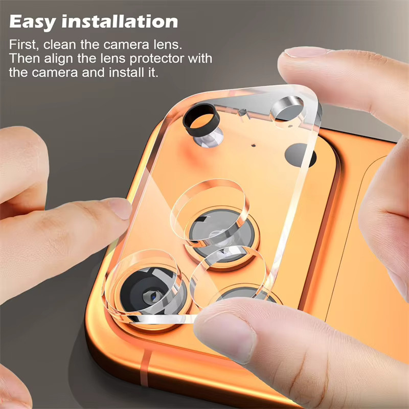 3er-Set NMEGOU Kameraobjektiv-Displayschutzfolien aus gehärtetem Glas für iPhone 17 Air 16 15 14 Pro Max Plus 13 Mini, transparent - Bild 6